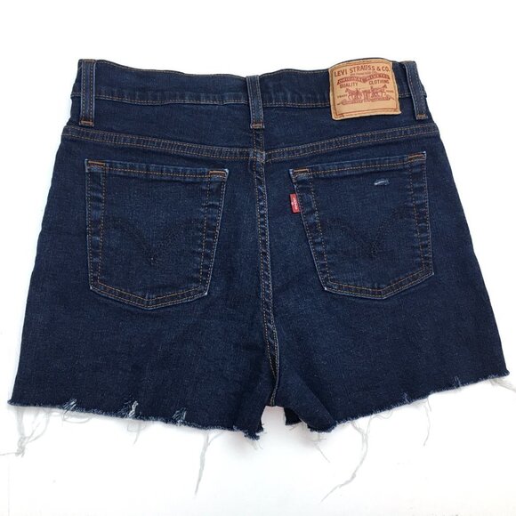 Levi's 512 Women's Jean Shorts size 4 Dark Wash Distressed Stretchy Dark Denim - Picture 1 of 11